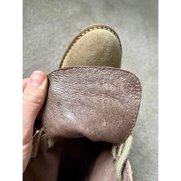 Serafini Etoile Shoes Italian Suede Wedge lace booties color Tan beige size 9 - Picture 10 of 11